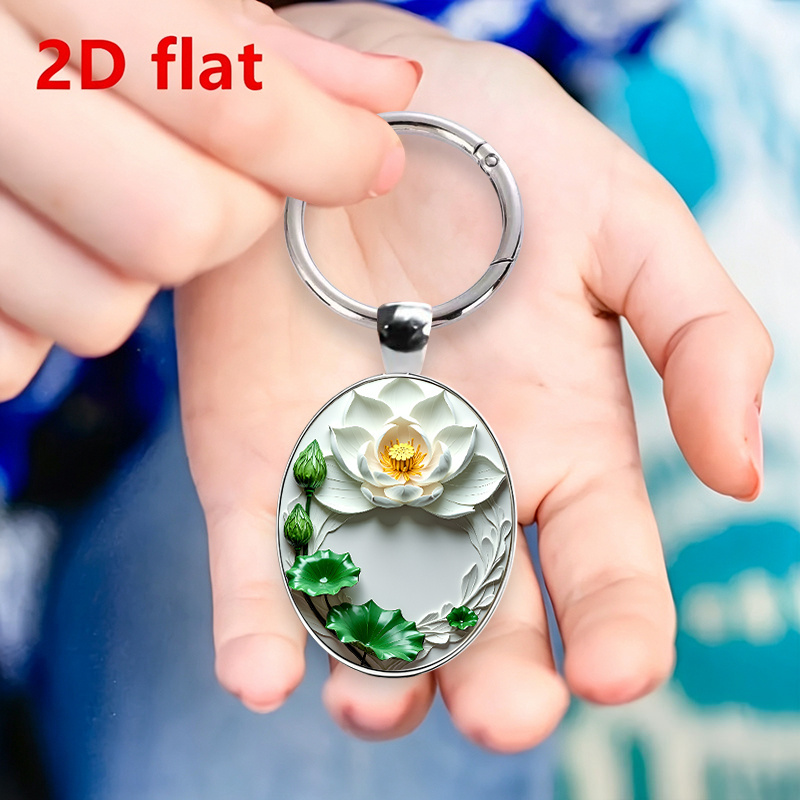 Chinese Style Realistic White Lotus Keychain